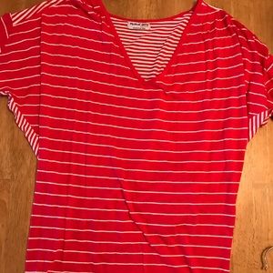 Michael Stars T-shirt red and white ONE SIZE